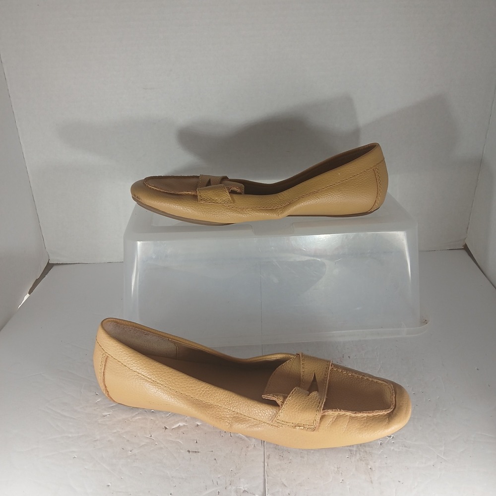 Talbots Penny Loafer Flats 8M Tan Pebbled Leather Preppy Workwear Classic - Picture 2 of 10